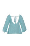 LUNA Crochet Flare Top Aqua Blue