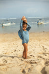 ZAYA Frill Long Sleeve Ocean Blue