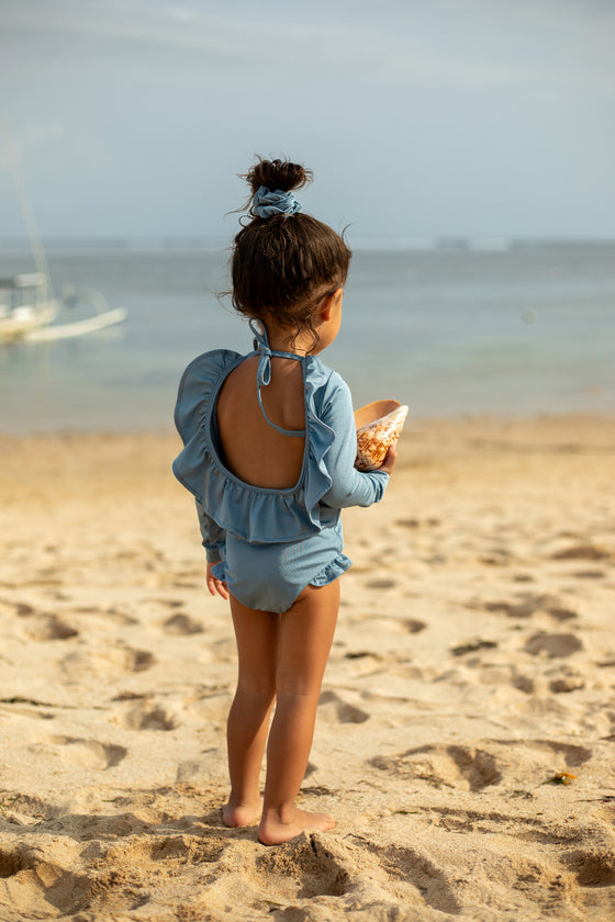 ZAYA Frill Long Sleeve Ocean Blue